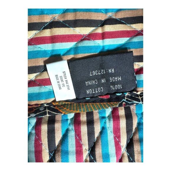 Floral Paisley Quilted Shoulder Bag Floral Print Brown Blue Overnight Tote Boho - Picture 11 of 11